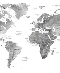 精彩世界地圖 壁畫(炭灰)