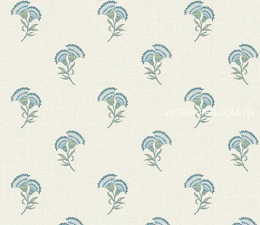 鄉村風蓮花圖騰 壁紙(青)