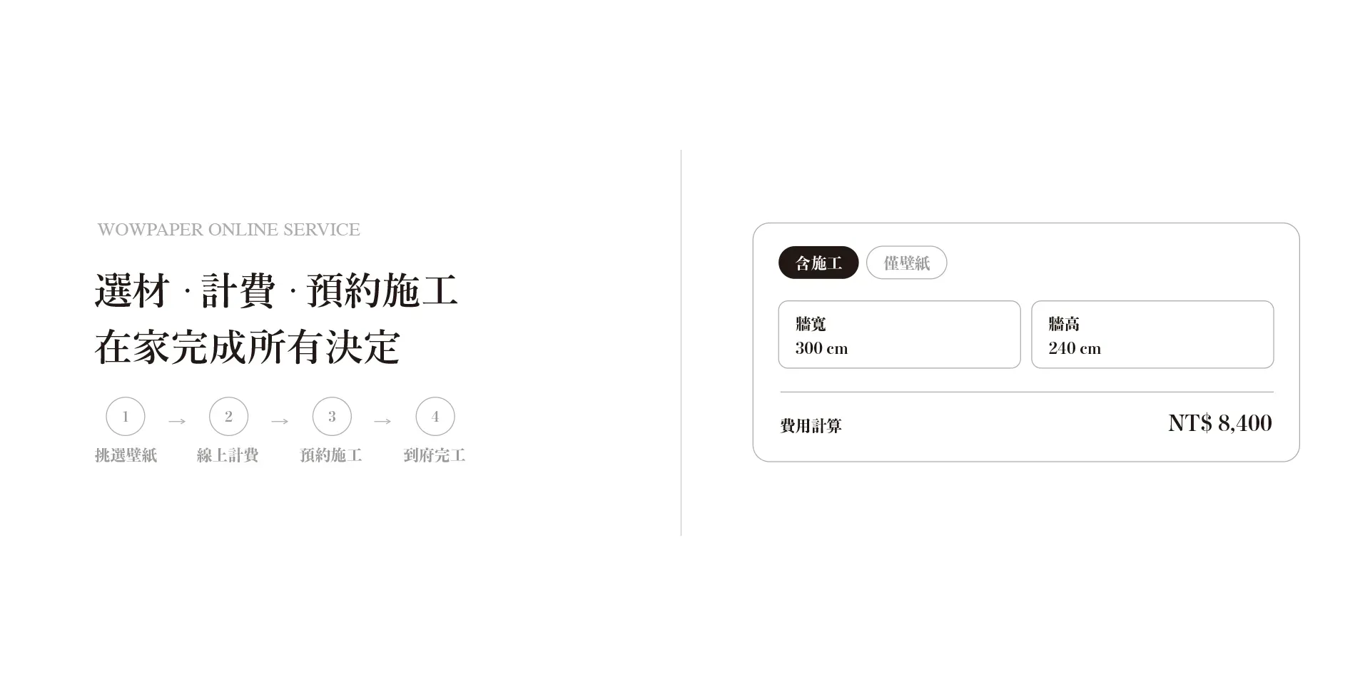 壁紙樂園服務流程｜線上選購計費｜全台到府施工預約