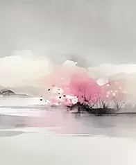 湖岸春色 壁紙(櫻粉)