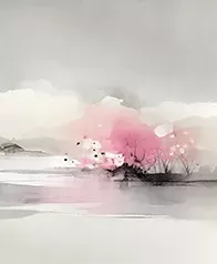 湖岸春色 壁畫(櫻粉)