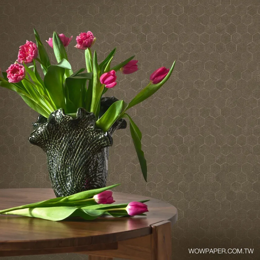 蜂巢刻紋 壁紙(咖綠)