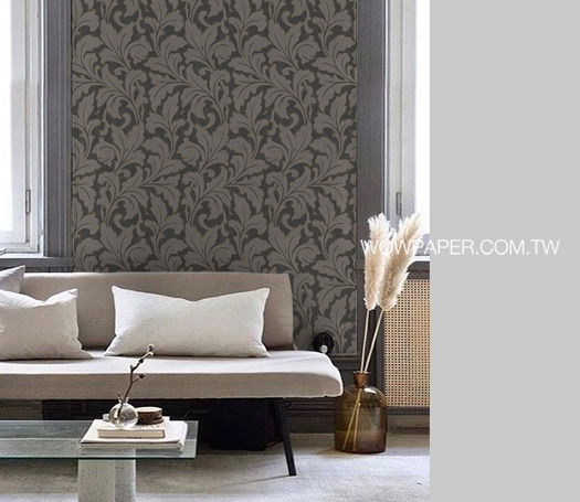 卷葉圖騰 壁紙(灰黑)