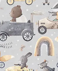 動物賽車 壁畫(灰)
