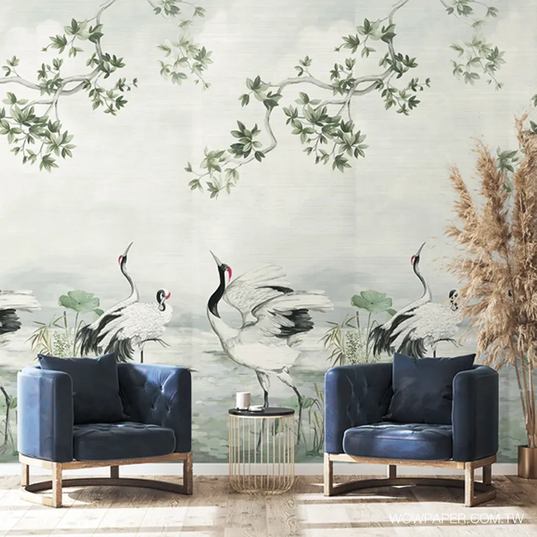 現代家飾搭配手作植纖材質的法式中國風壁紙設計