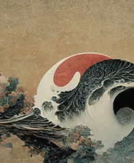 巨浪紅日 壁畫