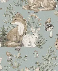 花叢小動物 壁紙(灰藍)