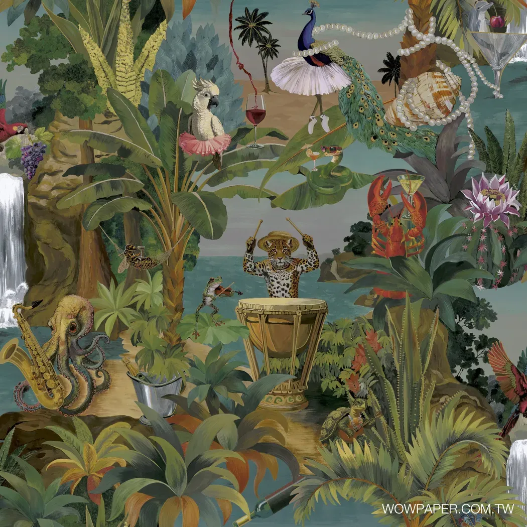 奇想熱帶花園 壁紙(翠綠) | 進口壁紙 | 現代叢林