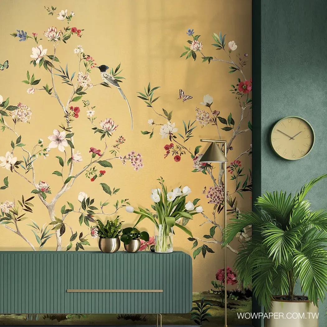 現代家居搭配金色法式中國風壁紙設計
