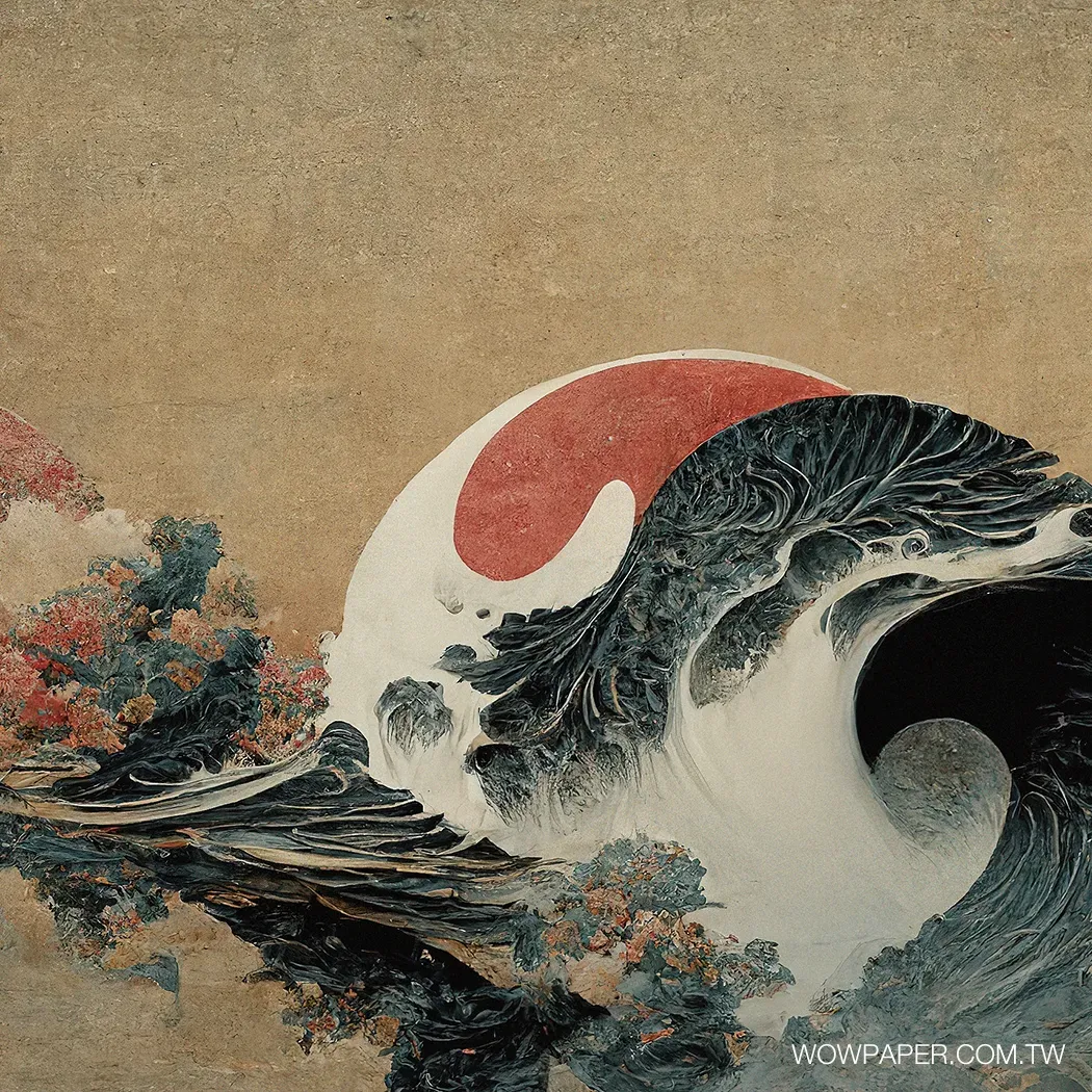 巨浪紅日 壁紙