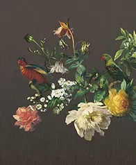 大幅藝術畫布花鳥 壁紙(灰黑)