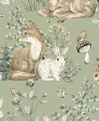 花叢小動物 壁紙(綠)