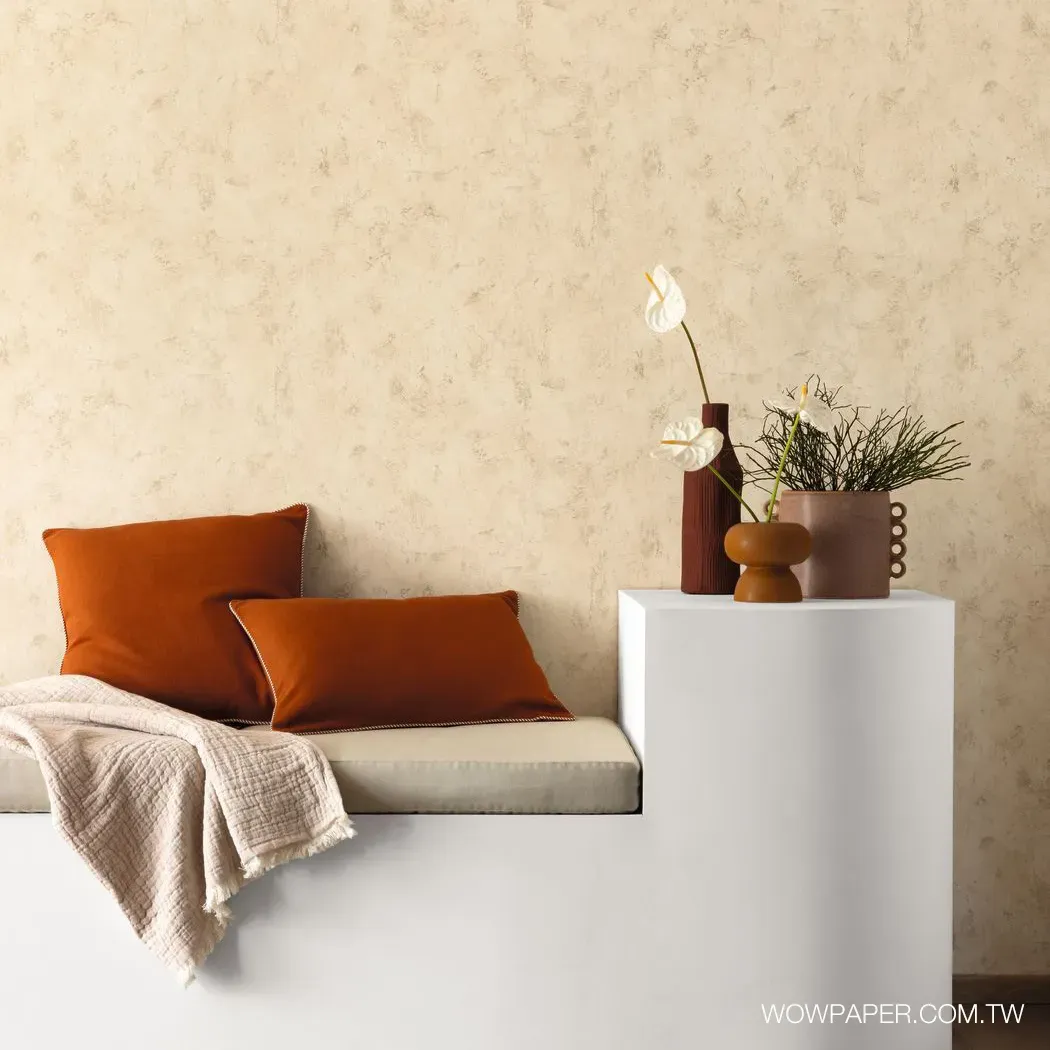 層次藝術泥灰牆 壁紙(米黃)