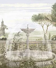 古典花園噴泉 壁畫(綠彩)