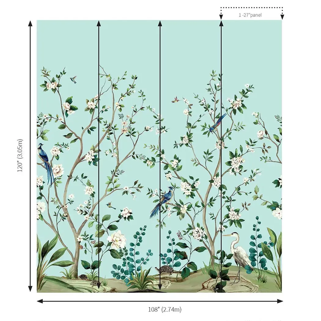 花園蒼鷺 壁紙(水藍)尺寸圖