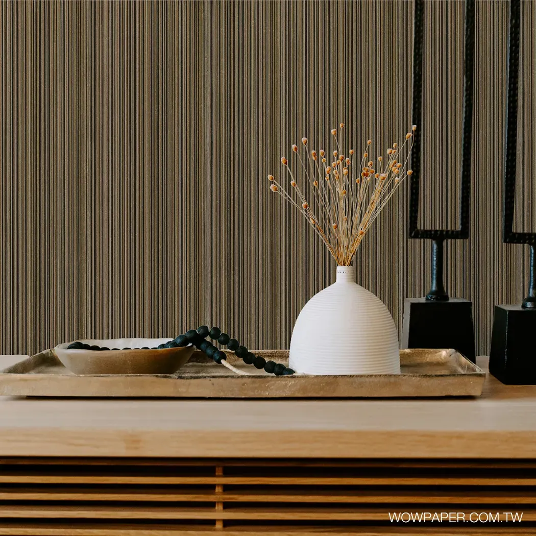 直線造型木紋 壁紙(咖)