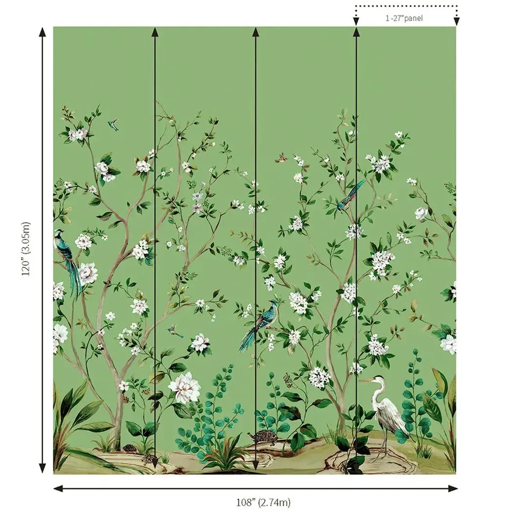 花園蒼鷺 壁畫(翠綠)尺寸圖