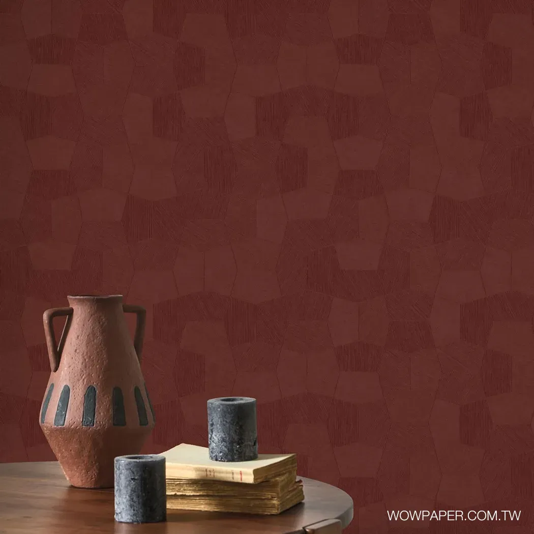 單色層次幾何 壁紙(紅)