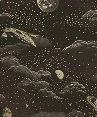漫遊太空 壁紙(墨金)