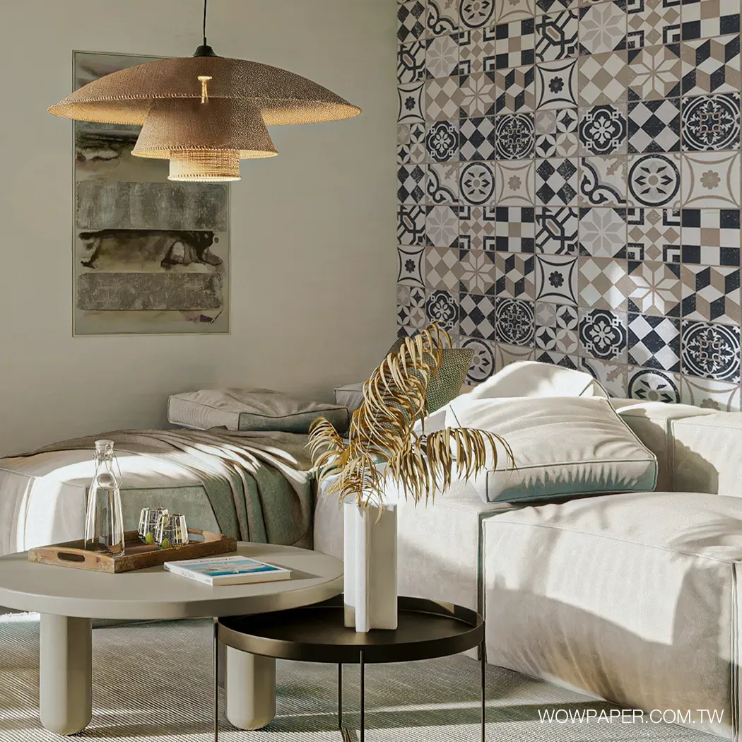 迷人花磚 壁紙(棕)