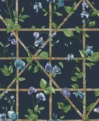 竹架攀藤花 壁紙(藏青)