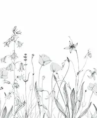 田園野花 壁紙(灰)