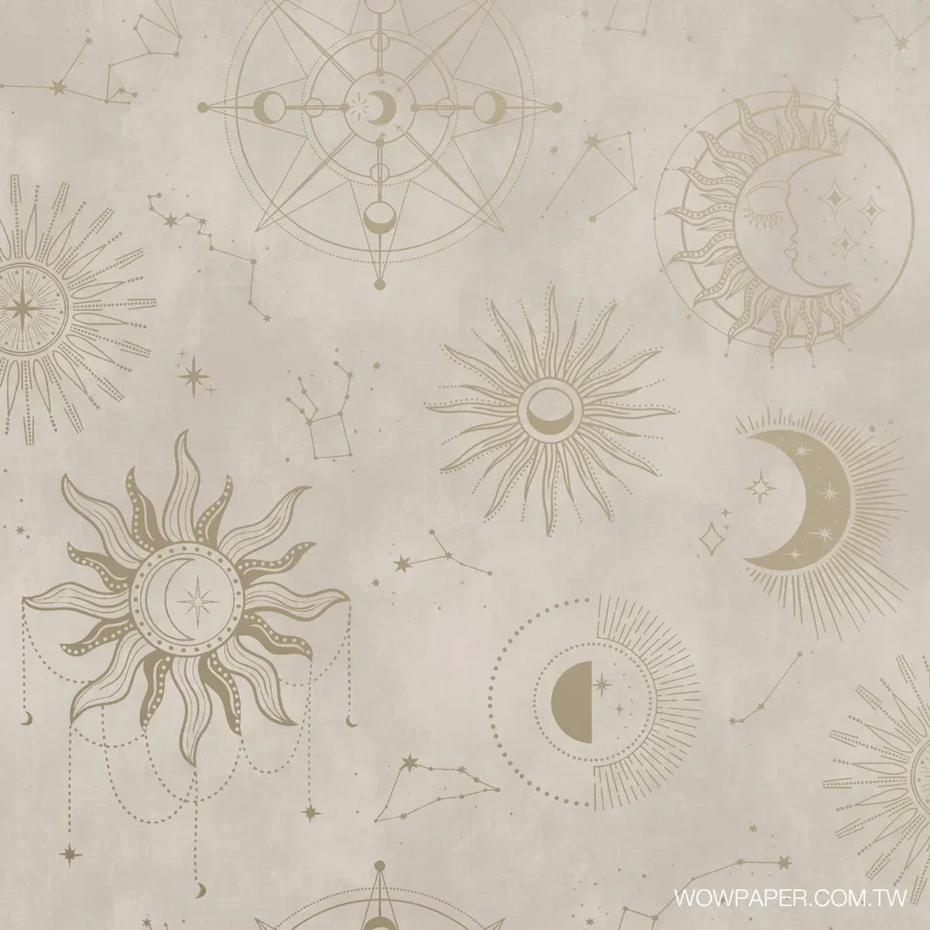 占星天體 壁紙(米金) | 進口壁紙| 適合公共空間設計