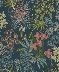 藝術植物紋 壁紙(藏青)
