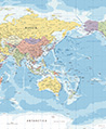 亞洲中心世界地圖 壁紙(彩色)