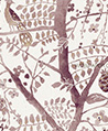 鳥與果實印花紗織 壁紙(紫)