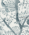 鳥與果實印花紗織 壁紙(綠)