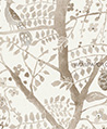 鳥與果實印花紗織 壁紙(棕)