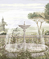 古典花園噴泉 壁紙(綠彩)