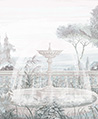 古典花園噴泉 壁紙(灰彩)